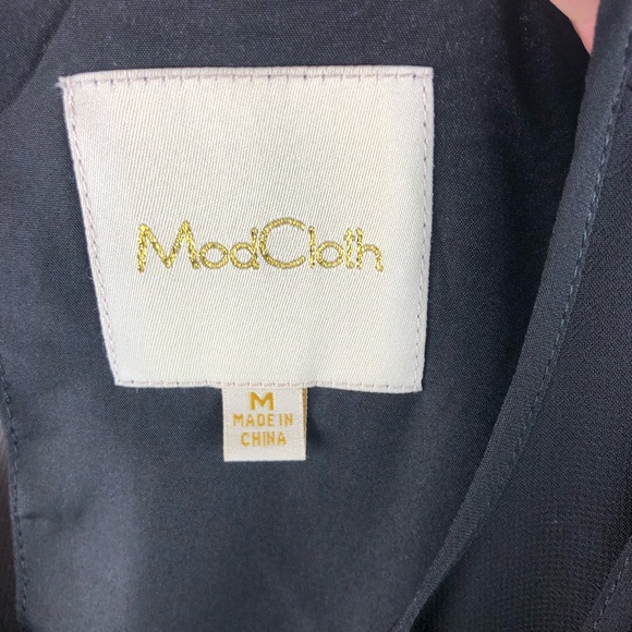 NEW ModCloth Black Chiffon Key Hole Tie Neck Dress - Picture 7 of 8